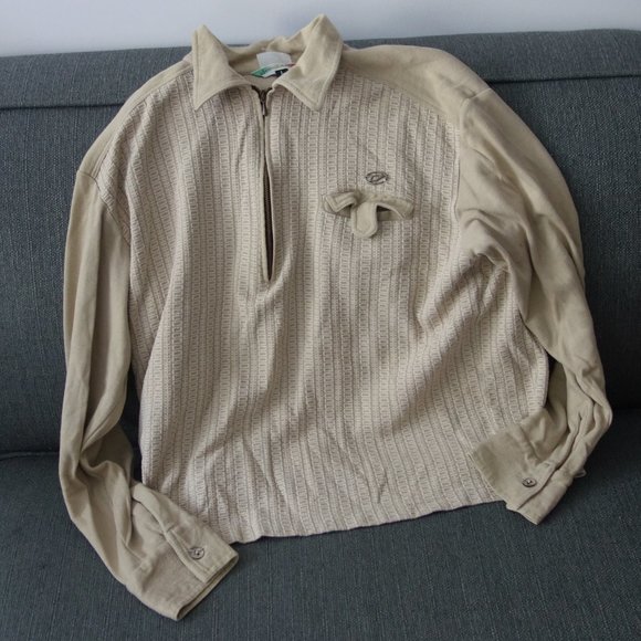 Diesel Industry Zip Up Beige Long Sleeve Shirt Size L - Picture 1 of 14